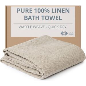 Pure 100% Linen Bath Towel - 30x60-inch Lightweight Travel Towel - Linen Beach Towel Waffle Weave Quick Dry Hair Towel - Thin Towels for Bathroom