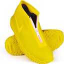 Waterproof Shoe Covers, Silicone Reusable Shoe Cover Non-slip Durable Zipper Elastic Rain Cover Protection for Men Women (L (Women 7.5-10.5, Men 6.5-9), Yellow)