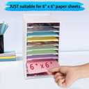 SANFURNEY 6" x 6" Origami Paper Organizer, 12 Tier Folding Papers Storage Rack, Desktop Traditional Origami Sheets Colored Paper Holder for Home School Classroom (White)