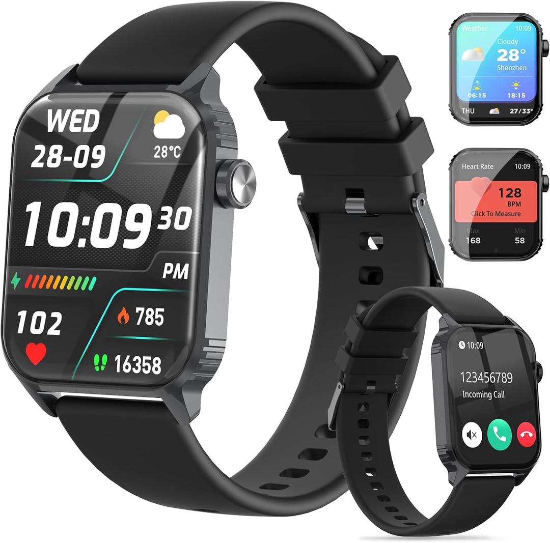 Smart Watch for Men with 1.83" HD Touchsreen, Bluetooth Call, Sleep Monitor, Music Control Watch for Android, iPhone Black