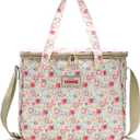 Lisianthus Floral Cute Lunch Bag for Women, Adult Reusable Lunch Box, Large Capacity Lunch Tote with Adjustable Shoulder Strap Floral-Pink