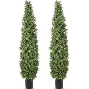 Yuwinron Artificial Boxwood Topiary Tree 5FT Fake Topiary Tree Faux Potted Topiary Plant for Porch Home Garden Decor 2Pack
