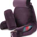 Nestl Reading Pillow with Shredded Memory Foam Includes 2 Neck and Lumber Support Pillows, Designed for Sitting Up in Bed and Couch, Back and Arms Adjustable Support for Adult & Teens, Purple, Large 22"