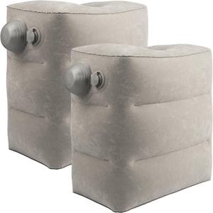 2 Pack Inflatable Foot Rest for Air Travel,Airplane Travel Foot Rest Adjustable Height, Car/Airplane, Footrest Pillow with Pump for Office, Airplane, Train, Cars, Home