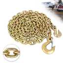 TKK G80 Transport Binder Heavy Duty Chain, 3/8 Inch x 8 Foot Logging Chain with Grab and Sling Hooks, 7,100 lbs Safe Working Load
