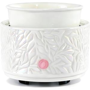 ElusiaKa Wax Melt Warmer 3-in-1 Electric, Ceramic Wax Burner for Scented Wax, Scented Wax Melter & Essential Oil Burner for Home Aromatherapy, White