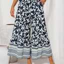 GRACE KARIN Women's 2026 Summer Wide Leg Palazzo Pants Elastic High Waisted Boho Casual Flowy Beach Pants with Pockets (Medium, Navy Floral)