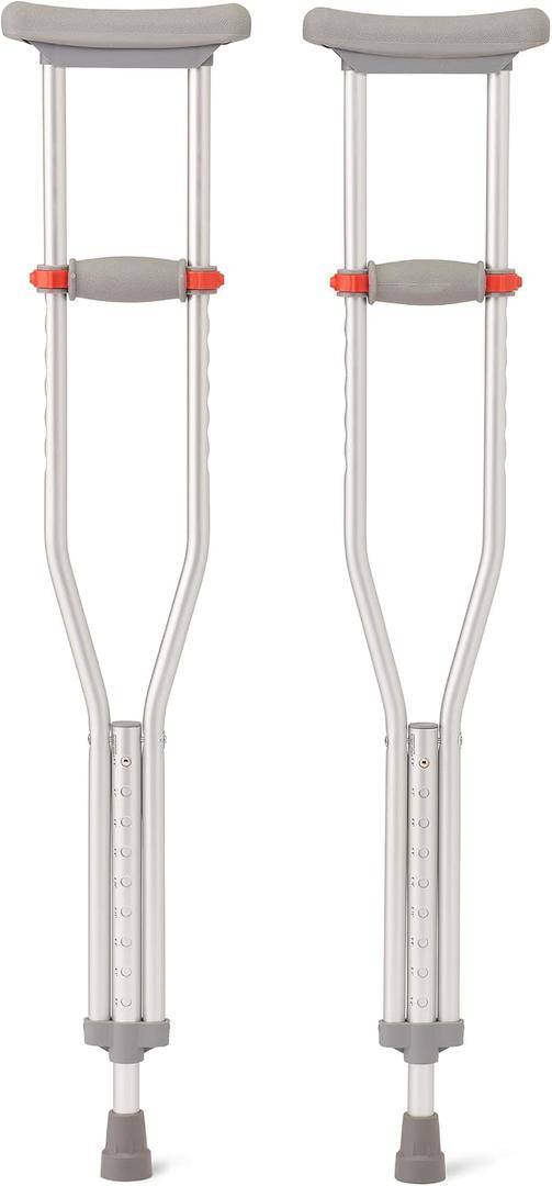 Medline Lightweight Aluminum Red Dot Crutches, for Patients 4652 Tall, Walking Aid for Kids, Adults & Seniors, 300 lbs. Weight Capacity