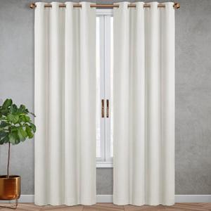 SUN+BLK Nantes Luxury Insulated Total Blackout Grommet Single Curtain Panel, Noise Reducing, Light Blocking, Ivory, 52x84, 1 Panel