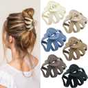 6 Pcs Hair Claw Clips for Women, 2.8" Medium Non-Slip Octopus Jumbo Hair Accessories (Multi-colors) (Neutral)