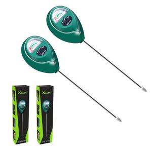XLUX Soil Moisture Sensor Meter Water Monitor, Hygrometer for Gardening, Farming, Plants, No Batteries Required, 2 Pack (Green)