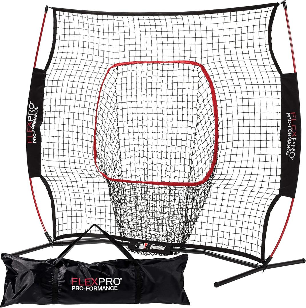 Franklin Sports MLB Flexpro Baseball + Softball Net - 7' x 7' & 5' x 5' Travel Training Nets for Batting Practice, Pitching + Hitting