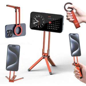 ULANZI MA30 Magnetic Phone Tripod Stand for iPhone - Aluminium Maglock Smartphone Mini Tripod Pocket Cell Phone Stand Strong Magnet Quick Mount Compatible with iPhone 17 16 15 14 13 12 Series, Orange