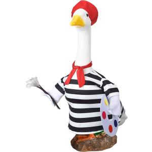 Talltalk Halloween French Artist Goose Outfit Clothes for 23" High Cement or Plastic Goose Lawn Clothing Porch Garden Costume for Porch Yard Lawn Patio Outdoor Statue Art