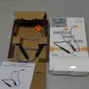 HomeSpot Noise Reduction Wireless Neckband Headphones with Qualcomm aptX HD, 27dB NRR, CVC Noise Cancelling Mic & Controls and 20H Playtime for Work Safety OSHA Compliant - Blue Wire Orange Earbuds