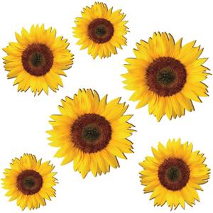 Thyle 6 Pcs Sunflower Wall Decor Wood Sunflower Wall Art Farmhouse Flower Hanging Decorations Indoor Summer Flower Wooden Hanging Sign for Home Kitchen Porch Decor