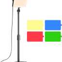 Mionondi LED Video Light with Stand, Home Studio Back Lights, Photo Lights with Color Filters for Close Photography Lighting YouTube Video Recording, Desk Game Steaming (Glossy Black)