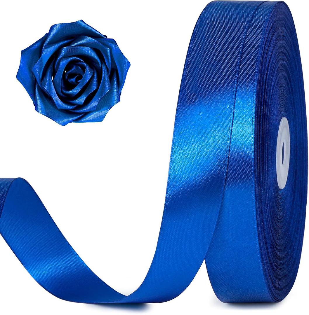 100 Yards 1 Inch Royal Blue Satin Ribbon, Solid Craft Fabric Ribbon for Christmas Gift Wrapping, Bows Making, Flower Bouquet, Wedding Party Decoration