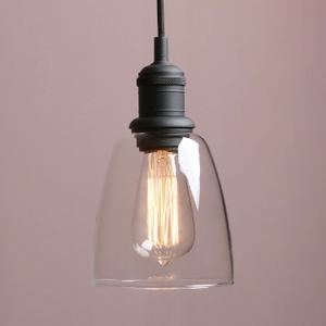Yosoan 1-Light Vintage Edison Hanging Pendant Light, Indoor Modern Hardwired Mini Oval Cone Clear Glass Shade for Kitchen Bathroom Porch Living Room Dinning Room Office Restaurants Bar Island(Black)