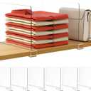 HBlife 6 Pack Closet Organizers and Storage, Clear Shelf Dividers, Vertical Purse Organizer for Closet, Perfect for Sweaters, Shirts, Handbags in Bedroom and Kitchen, Acrylic Bookshelf for Organization