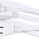 Internet's Best 8 FT Vertical Triple Tap Extension Cord - 16 AWG (Gauge – 16/3) - Heavy Duty Indoor Power Outlet - NEMA 5-15 R & 5-15P – SPT - 3 Outlets - White