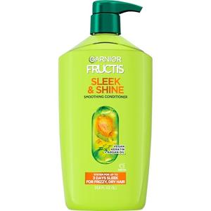 Garnier Fructis Sleek & Shine Conditioner, Smoothing Conditioner for Frizzy, Dry Hair with Argan Oil and Vegan Keratin, 33.8 Fl Oz