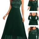BeryLove Wedding Guest Dress for Women Sequin Formal Party Dress Evening Two Piece Glitter Long Cocktail Birthday Dress 7079 Dark Green, M