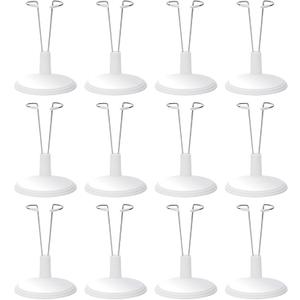 12 Pack Adjustable Doll Stand Compatible with 6.8 Inch Dolls, White Plastic Support Holder (Not Include Dolls)