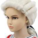 karlery Kids Long Wave Beige Judge Colonial Powdered Wig Halloween Costume Cosplay Wig