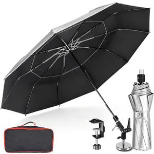 FixOasis 60" Folding HVAC Umbrella with Magnetic Base, Universal Clip Included, Upgraded Durable Frame, Wind-Resistant, Portable Magnetic Umbrella, For HVAC and Outdoor Activities, 180Adjustable