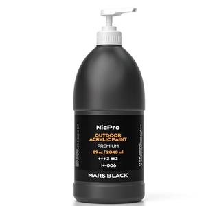Nicpro Black Large Outdoor Acrylic Paint Set (69 oz, 2040 ml) Rich Art Painting Supplies Non Toxic Multi Surface Paint for Canvas, Wood, Leather, Fabric Stone Craft, Concrete, Wall, for Beginners, Artists & Adults with Pump