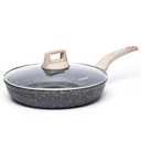 CAROTE Non Stick Frying Pan Skillet, 8" Nonstick Fry Pan with Glass Lid, Egg Pan Omelet Pans, Granite Cookware, PFOA Free (Classic Granite, 8-Inch)