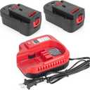 DONGPUCUN 2Pack 18V 4.0Ah Battery and Charger Set for Black and Decker 18V Battery HPB18 HPB18-OPE 244760-00 A1718 FS18FL FSB18 Firestorm Compatible with Black&Decker 18 Volts Batteries