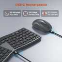 MEETION Ergonomic Keyboard and Mouse Wireless, Split S-Curve Design, 2.4G Wireless & Dual Bluetooth, Slim Low-Profile Rechargeable Full Size Keyboard, 4 DPI Mouse for Windows Mac PC Laptop Computer, Q