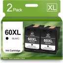 60XL Black Ink Cartridges Replacement for HP 60 60XL High Yield Combo Pack for PhotoSmart C4680 C4780 C4795 D110a DeskJet F4480 F4440 Envy 100 110 120 Printer (2 Black)