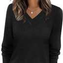 WIHOLL Fall Sweaters for Women 2026 V Neck Long Sleeve Shirts Dressy Casual Business Teacher Outfits Lightweight Pullover Sweaters Fall Fashion Clothes Black XL