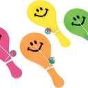 Assorted Color Paddle Balls High Count Plastic Favor - 4.75" x 2" (16 Pack) - Perfect for Kids and Adults