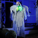 JOYIN 67" Halloween Decorations Outdoor, Life Size Animatronics Grim Reaper, Sound-Actived Haunted House Props Decors with Creepy Sound for Garden Yard Lawn Outside Indoor
