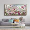 yiijeah Wall Art for Living Room Fower Bedroom Floral Canvas Framed Prints Pictures Colorful Wall Decor Watercolor Large Nature Wildflower Paintings 58x29 Inches