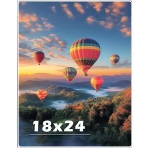 18x 24 inch Acrylic Picture Frame, Horizontal/Vertical Clear Photo Frame for Wall with Tape, No Drilling Floating Hanging Frameless Picture Frame, Wall Mount for Home, School, Office