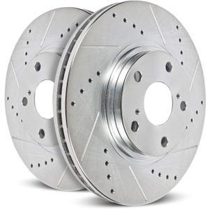 Power Stop AR85108XPR Front Evolution Drilled and Slotted Rotors Pair For 2007-2021 Ford Expedition | 2010-2020 Ford F-150 6 Lug Models | 2007-2021 Lincoln Navigator 