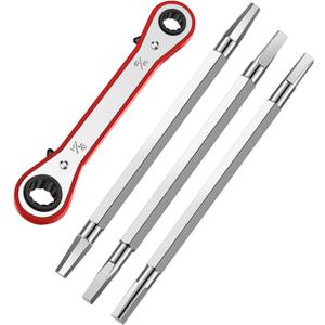 Chumia 4 Pcs Metal Seat Removal Set Including 3 Removal Tools and a 3/8 Inch and 7/16 Inch Ratchet Shower Cartridge Faucet, Remove and Install Hex or Square Faucet Seats Tool