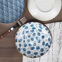 Small Ceramic Salad Plates Set of 4, 7 Inch (13oz) Japanese Appetizer Plates for Sushi Snacks, Dessert Plates for Cake Fruit, Blue & White Dinnerware, Microwave Dishwasher Safe