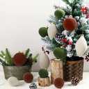 12 Pcs Cream White Green Brown Velvet Christmas Ornaments Large Glass Velvet Christmas Balls Ornaments Bulk Flocked Tree Bulbs Set for Xmas Tree Party Holiday Decoration(No Diamond)