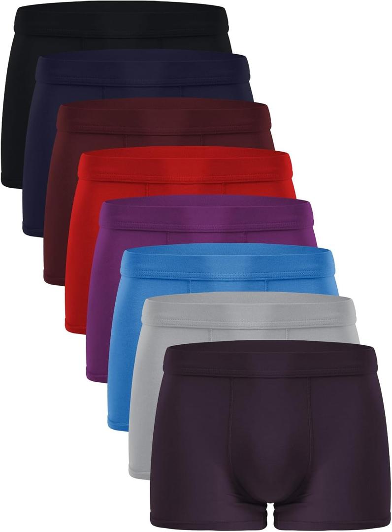youlehe Men's Underwear Soft Bamboo Viscose Boxer Briefs Stretch Trunks Pack (Large, 8 Pack 09)