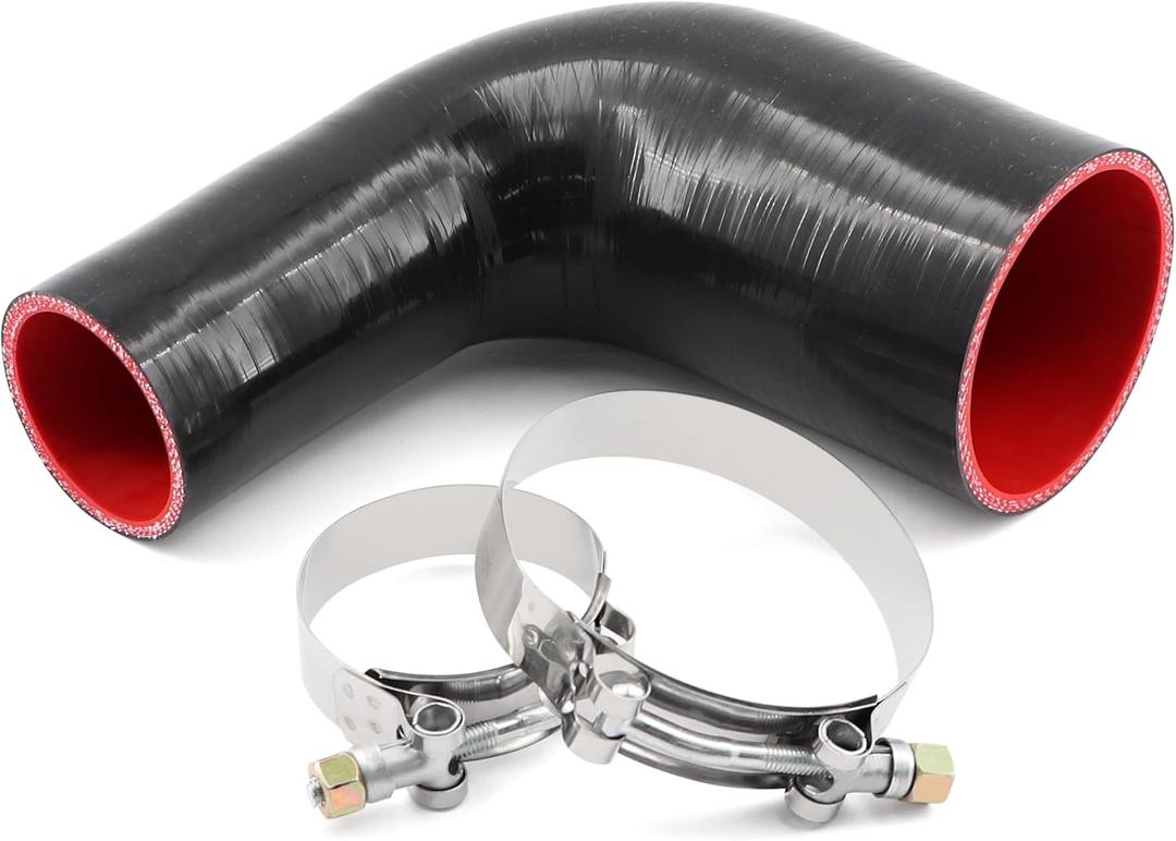ID 2" to 3" 90 Degree Elbow Coupler Reducer Silicone Hose with 2 T-Bolt Clamps for Turbo/Intercooler/Intake Piping, Leg Length 102mm,Wall Thickness 5mm