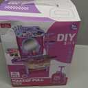 deAO 3 in 1 Toddler Vanity Makeup Table Girls Vanity & Suitcase Set with Fashion Accessories Pretend Play Travel Suitcase Fashion Beauty Set for Girls