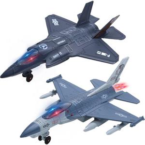 Double Pack Military Fighter Jet Toy Planes, Pull Back Diecast Alloy Army Airplanes with Lights & Sounds, Metal Toy Aircraft Gift for Kids, Toddlers, Boys and Girls