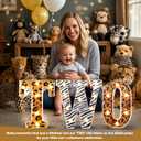 Two Safari Wild Birthday Decorations for 2 Year Old Girl and Boy,Light Up Letters Two Sign for 2nd Birthday Centerpiece Table Decorations,Jungle Animal Party Supplies Backdrop Wall Decor