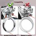 7 Inch Harley Chrome Visor Style Headlamp Trim Rings, 4.5 Inch Auxiliary Passing Lights for FLHR Road King 1994-2013, FLD 2012-2016, Touring 83-13, Trike2008-2013, FL Softail 1986-2017